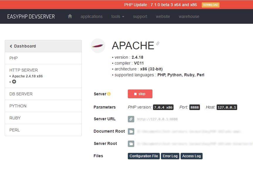 Tuto easyphp : Configuration serveur Apache